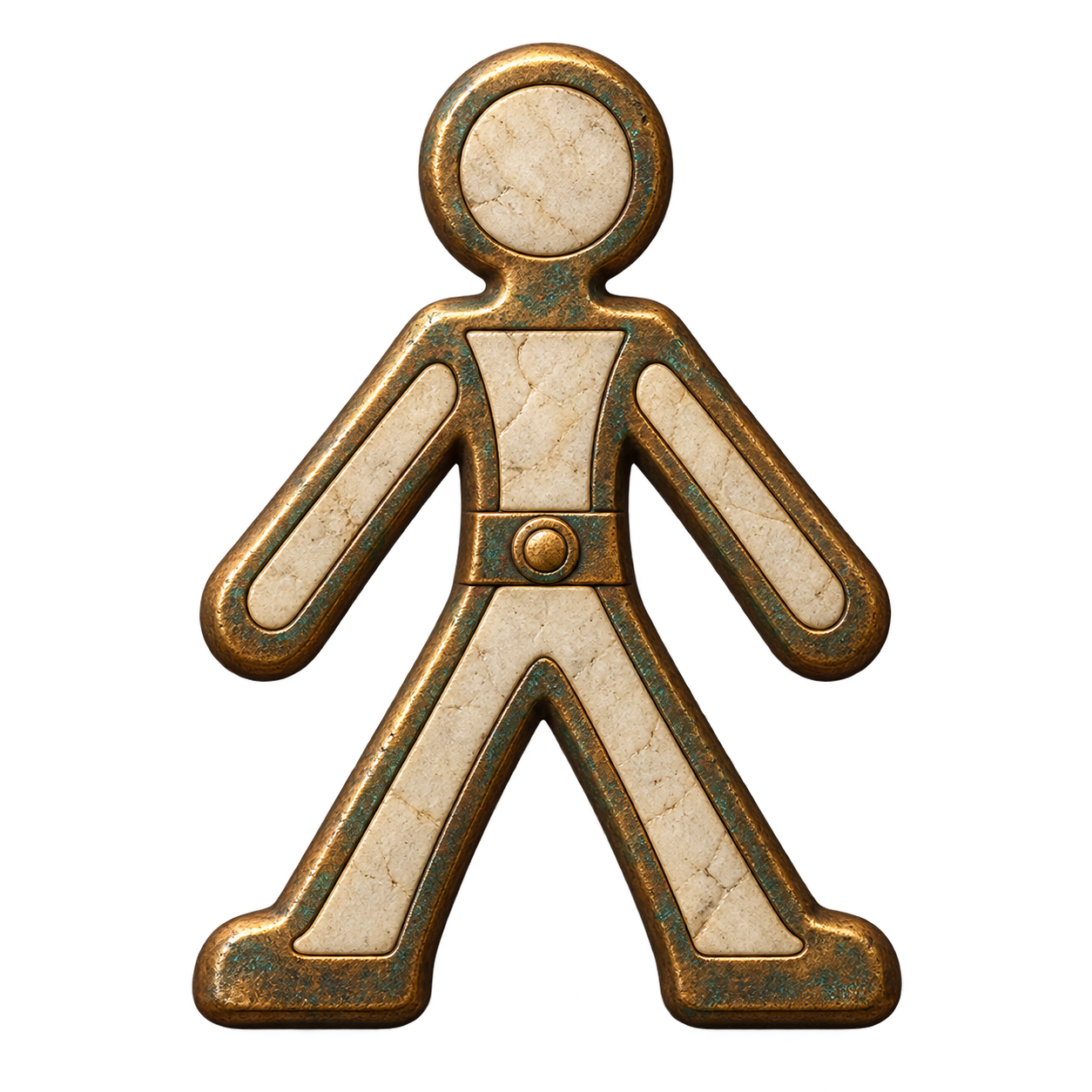 Sentry: a figure with arms lowered outward and legs spread