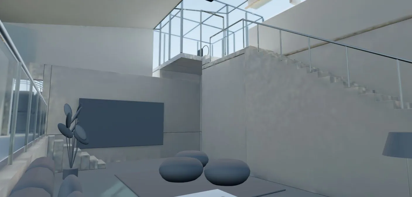 Accepted Blender walkaround view of the commons and glass-roofed tower