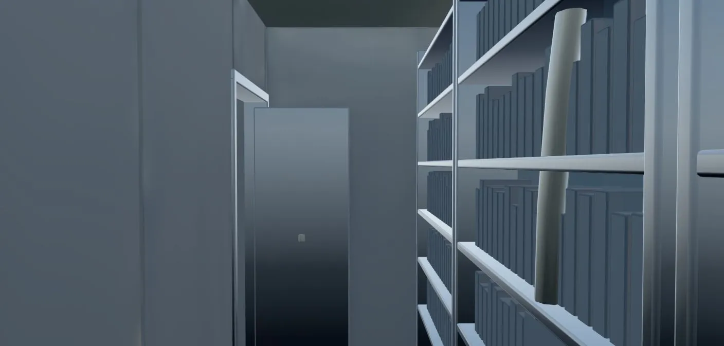 Accepted Blender model view of the narrow east library